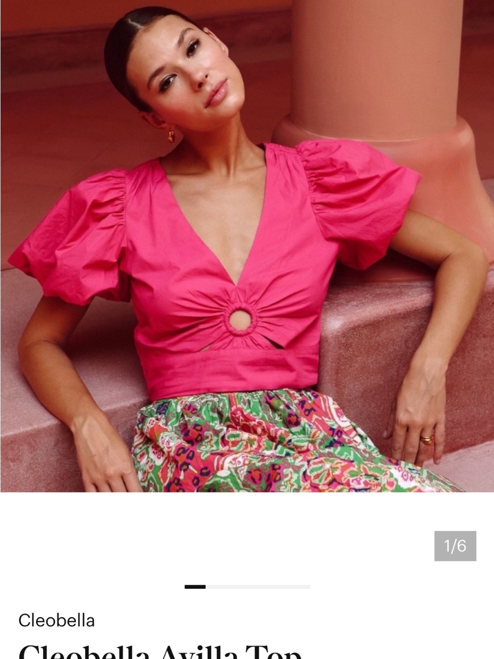 Cleobella Hot Pink Ring-Detail Top